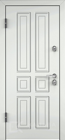 Фото №2 «Входная дверь белая под дерево с классической МДФ-панелью №316»