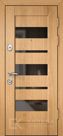 Фото «Железная дверь венге с дубом и вставками стекла для квартиры №22»